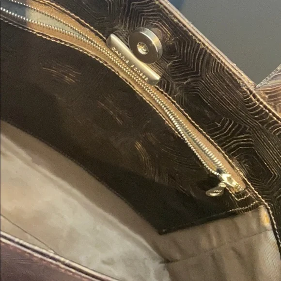 Carrie Forbes Brown Embossed Leather Tote Bag